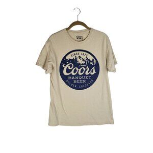 Coors Banquet Beer T-Shirt Golden Colorado Tan Cotton Short Sleeve Retro Size M